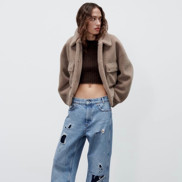 ZARA FLEECE TEDDY JACKET - Picture 1 of 3